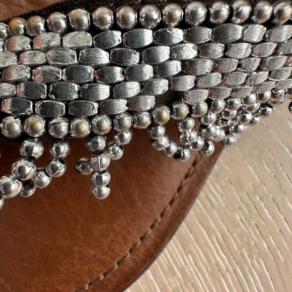 E Ferri Leather Thongs with Silver Beading - Picture 8 of 11